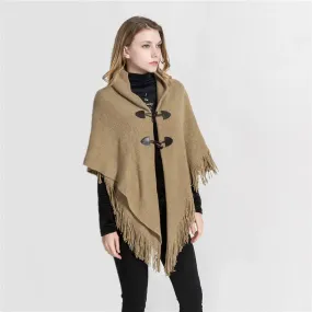 Loose Knitted Kimono Poncho Shawl Cardigan