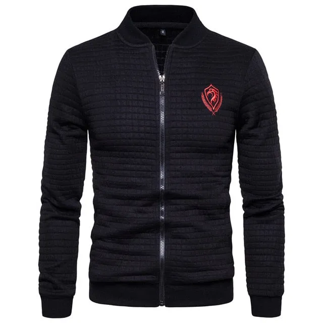 Men's Cotton Ribbed Slim Fit Embroidered Jacket