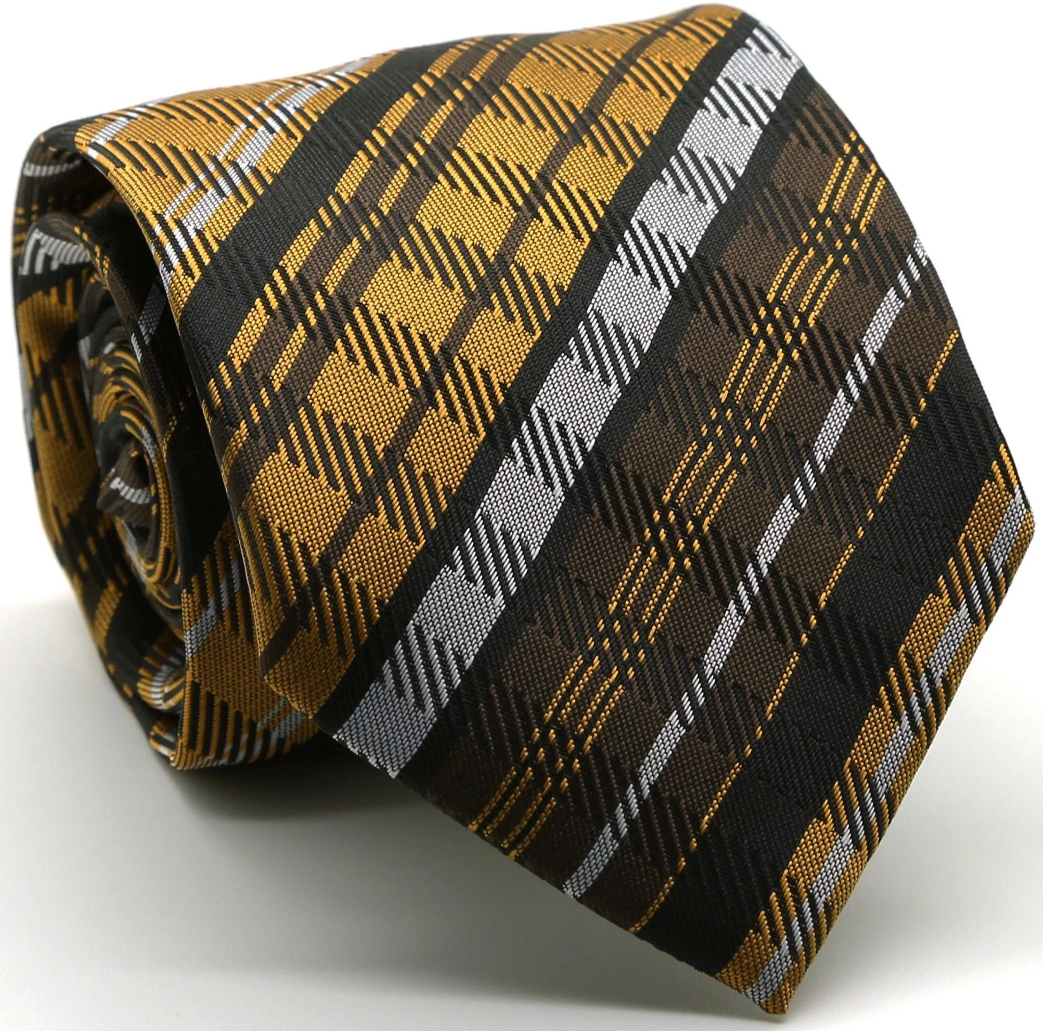 Mens Dads Classic Black Striped Pattern Business Casual Necktie & Hanky Set VO