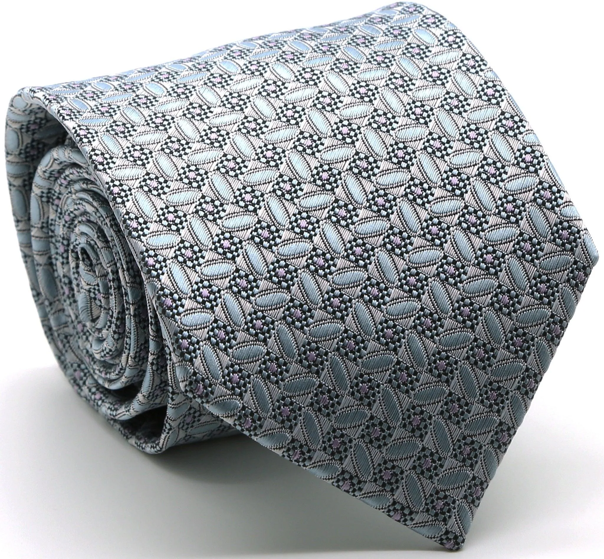 Mens Dads Classic Geometric Circle Pattern Business Casual Necktie & Hanky Set OO