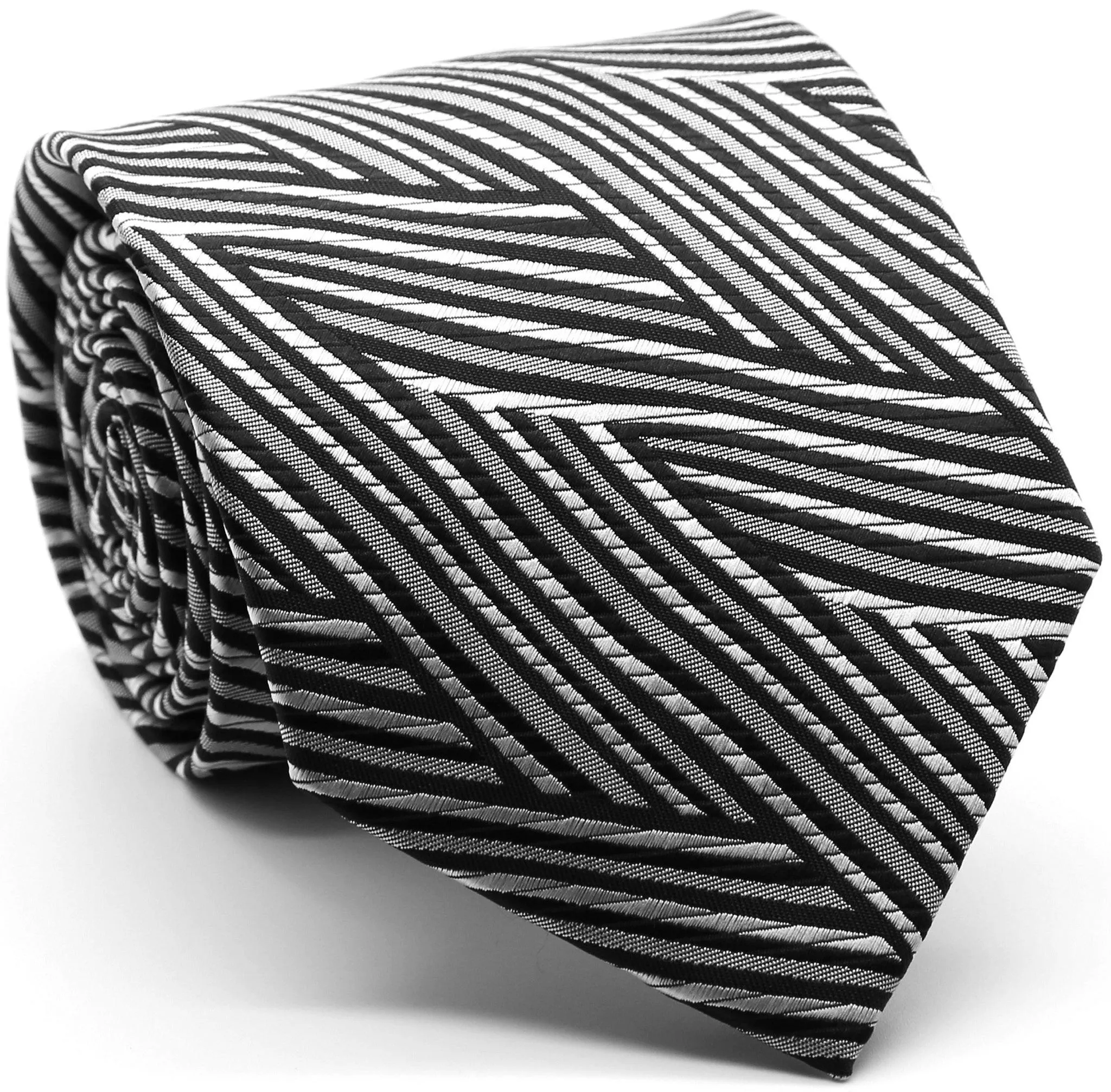 Mens Dads Classic Geometric Pattern Business Casual Necktie & Hanky Set IO