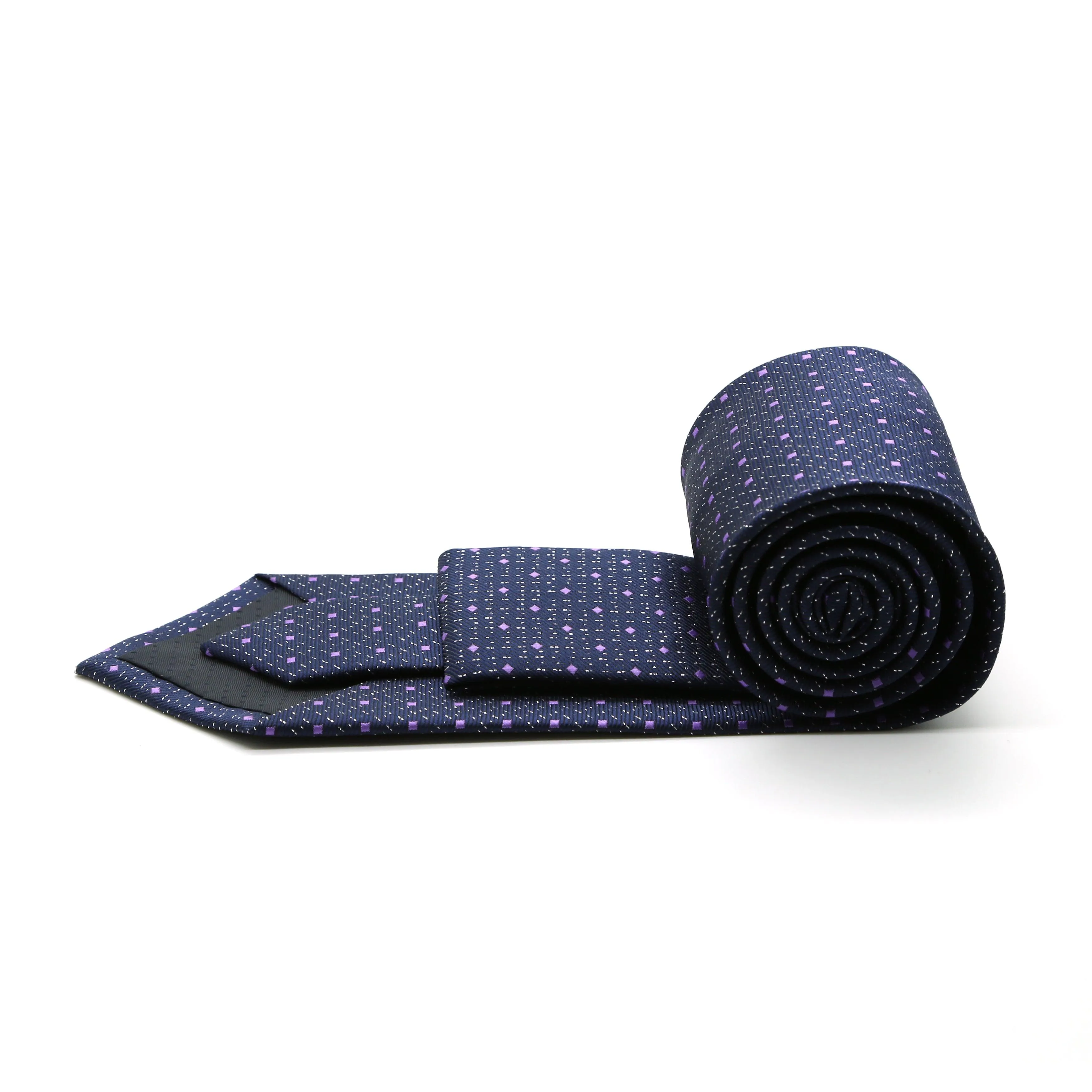 Mens Dads Classic Navy Square Pattern Business Casual Necktie & Hanky Set SO-1