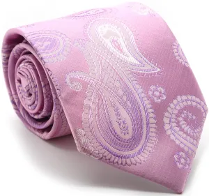 Mens Dads Classic Pink Paisley Pattern Business Casual Necktie & Hanky Set HO-7