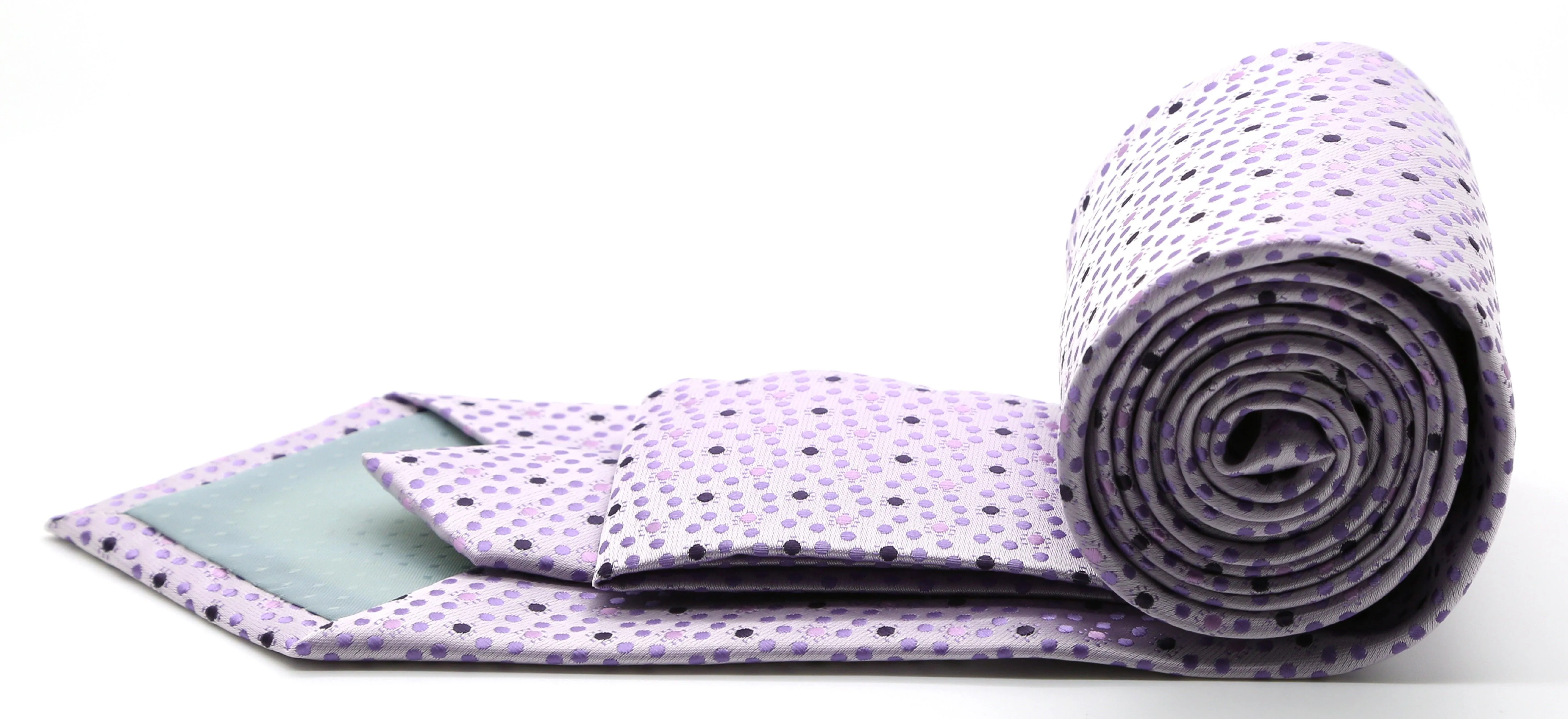 Mens Dads Classic Purple Dot Pattern Business Casual Necktie & Hanky Set M-7