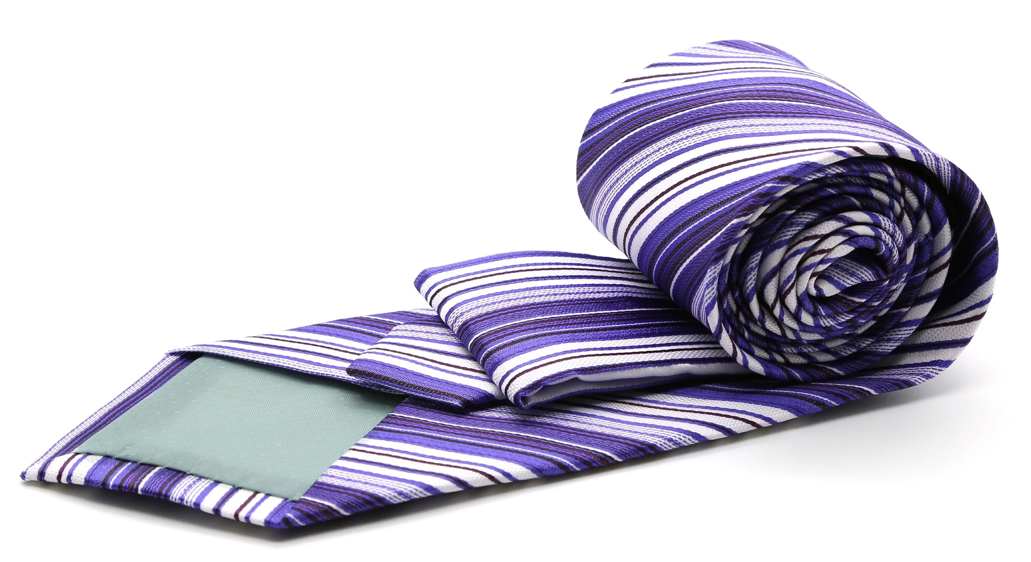 Mens Dads Classic Purple Striped Pattern Business Casual Necktie & Hanky Set S-12