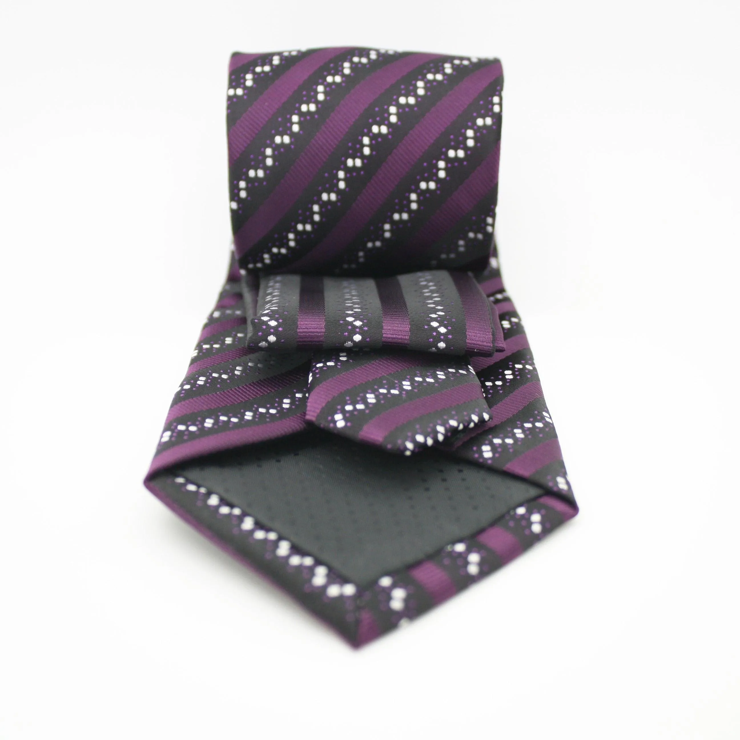 Mens Dads Classic Purple Striped Pattern Business Casual Necktie & Hanky Set ZO-7