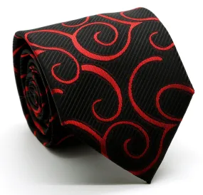 Mens Dads Classic Red Paisley Pattern Business Casual Necktie & Hanky Set O-1