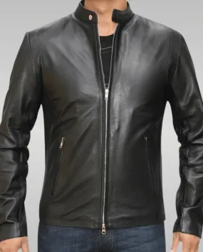 Mens Italian Style Black Biker Leather Jacket