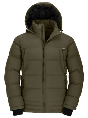 Men's Puffer Coat Insulated Windproof Quilted Jacket With Fixed Hood