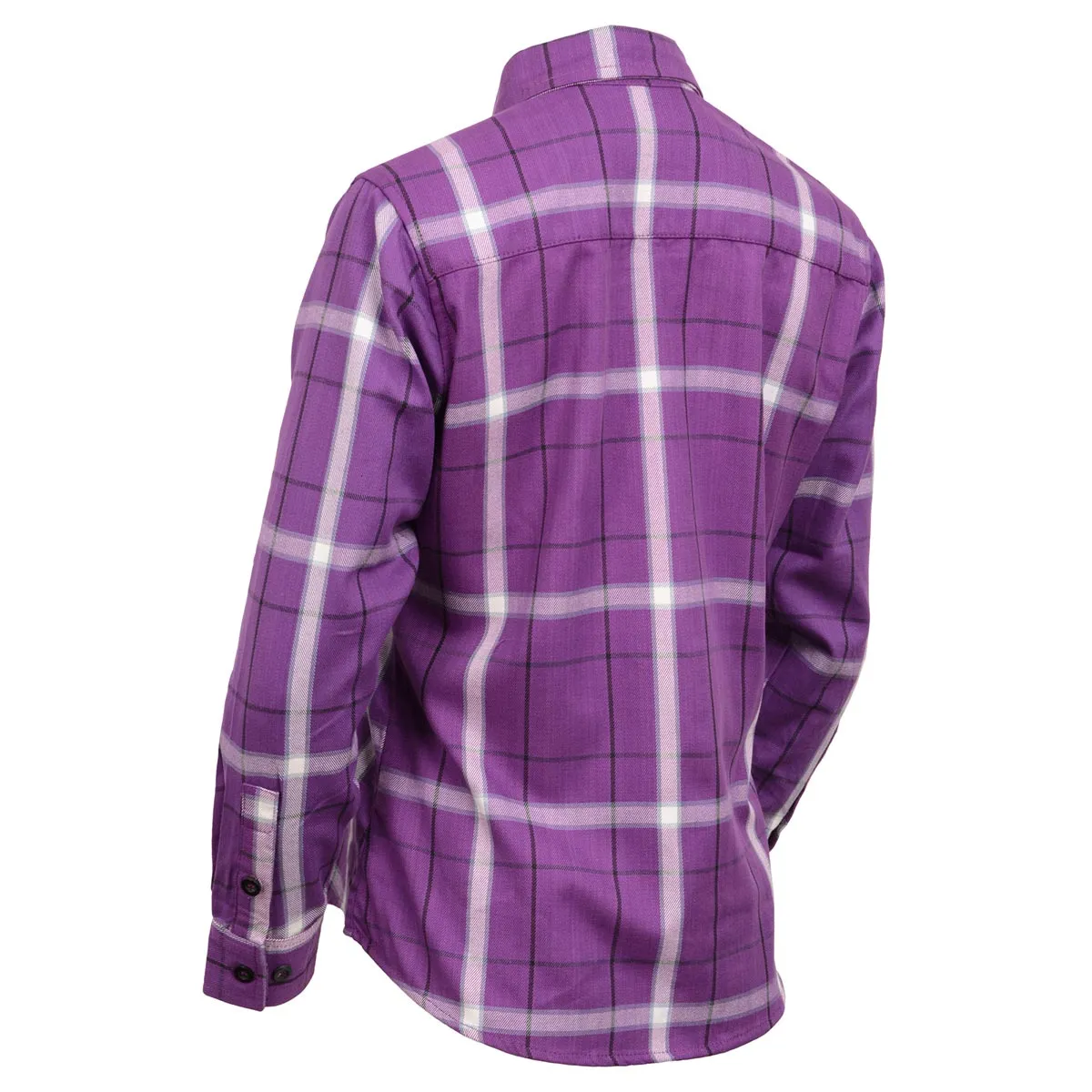 Milwaukee Leather MNG21605 Women's Casual Purple and White Long Sleeve Cotton Casual Flannel Shirt