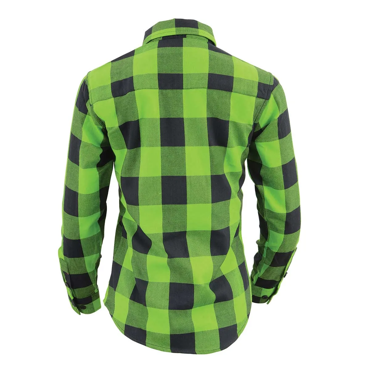 Milwaukee Leather MNG21606 Women's Casual Lime Green and Black Long Sleeve Cotton Casual Flannel Shirt