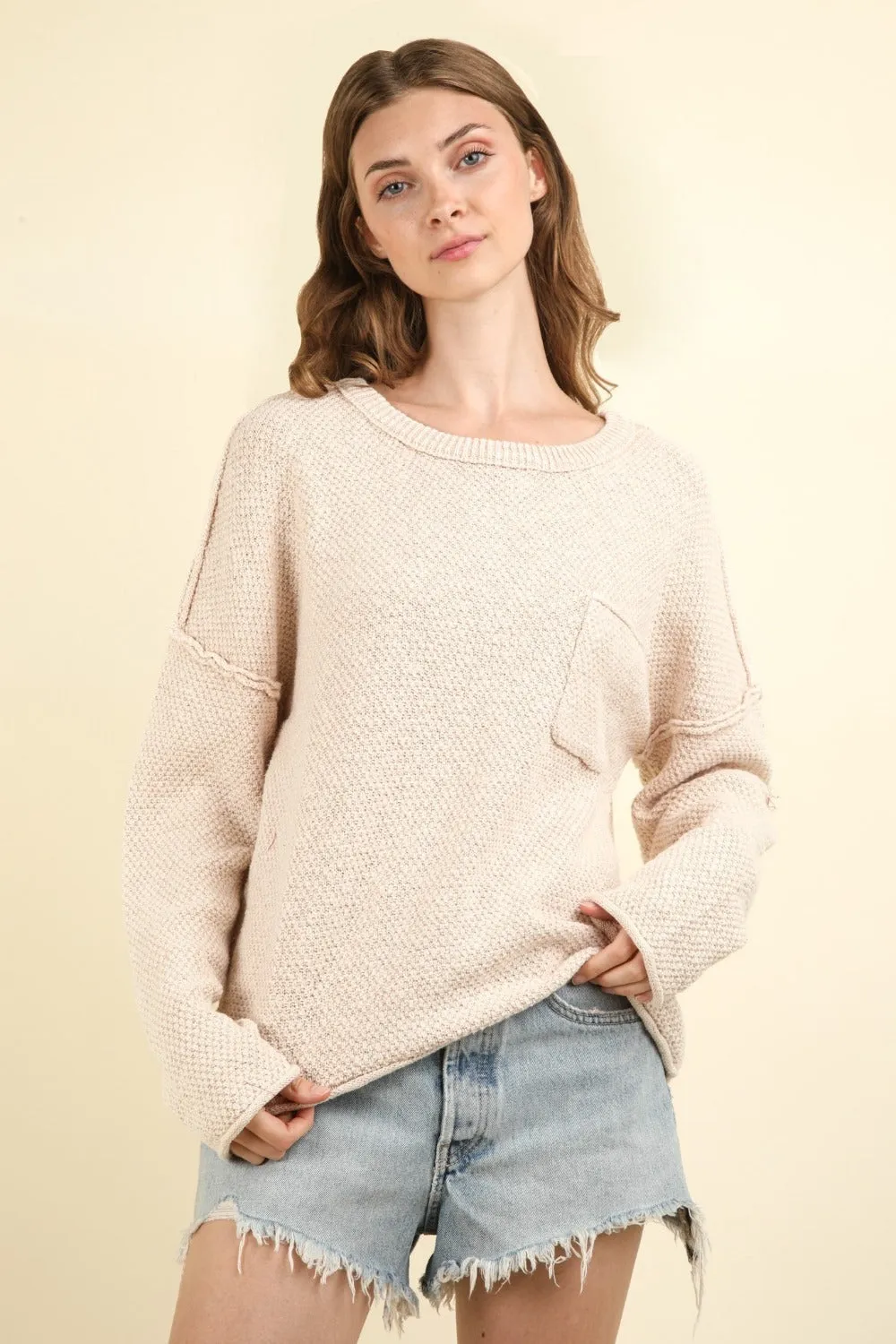 Mineral Washed Exposed Seam Sweater