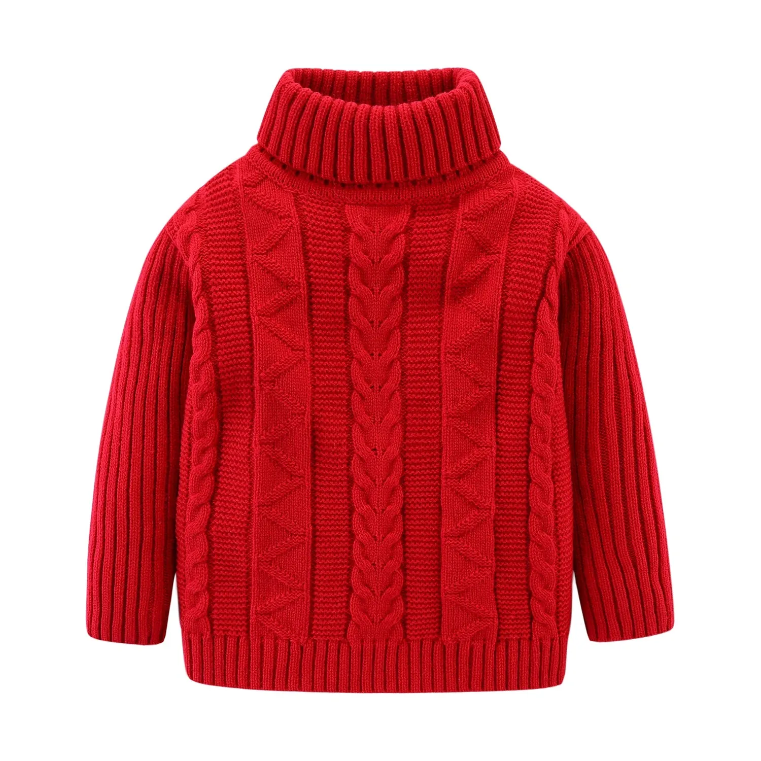 Mudkingdom Girls Boys Sweater Pullover Solid Color Autumn Winter Turtleneck Knitted Sweater for Kids Clothes Long Sleeve