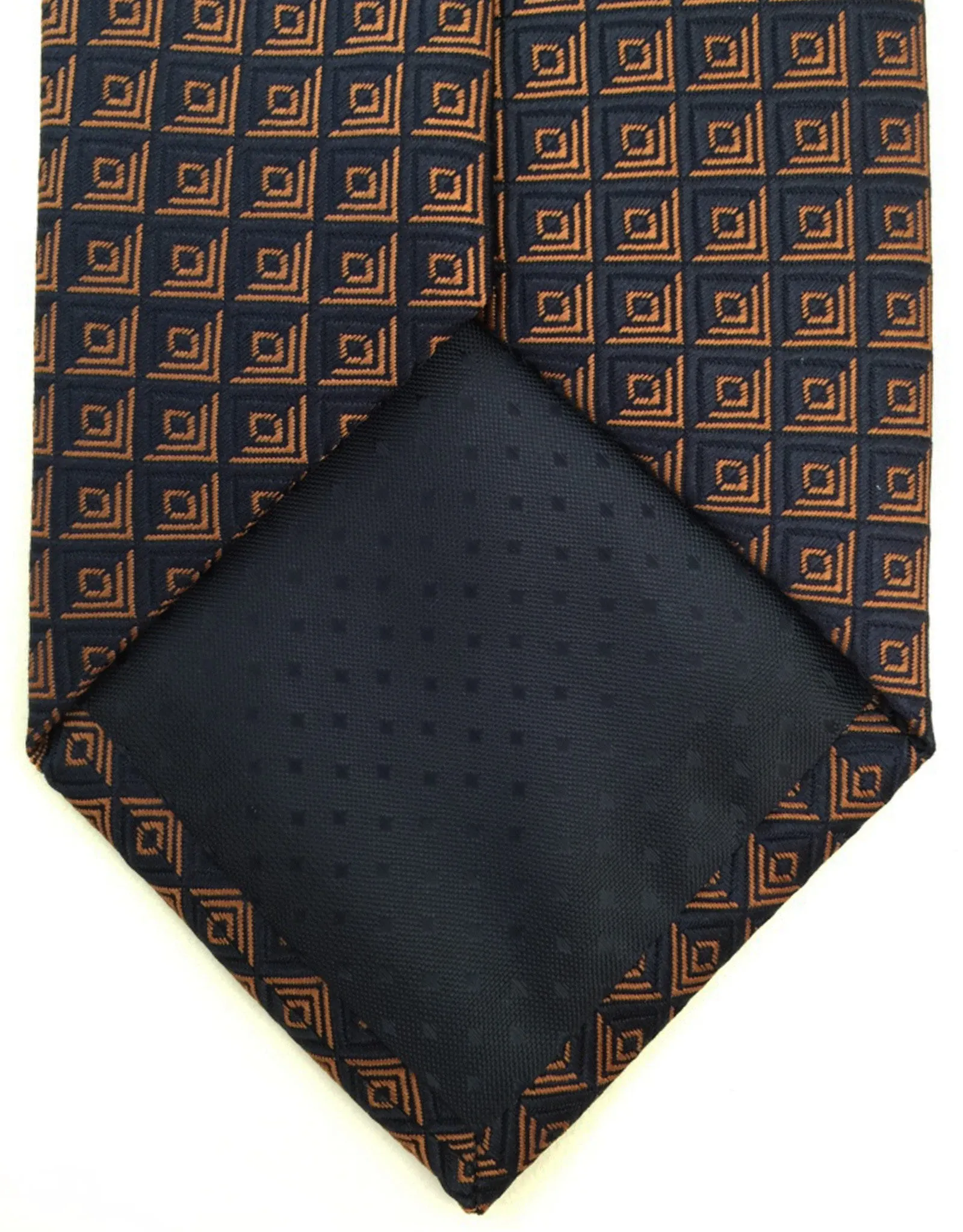 Navy & Orange Geometric Tie