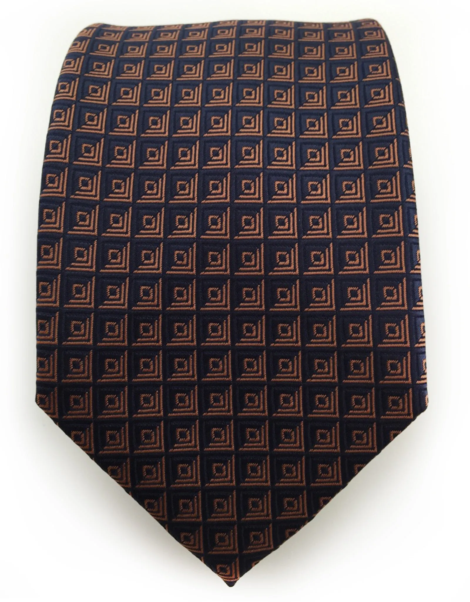 Navy & Orange Geometric Tie