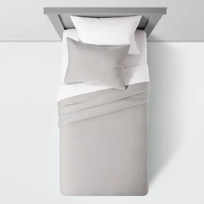 New - Twin Jersey Kids' Duvet Cover Gray - Pillowfort