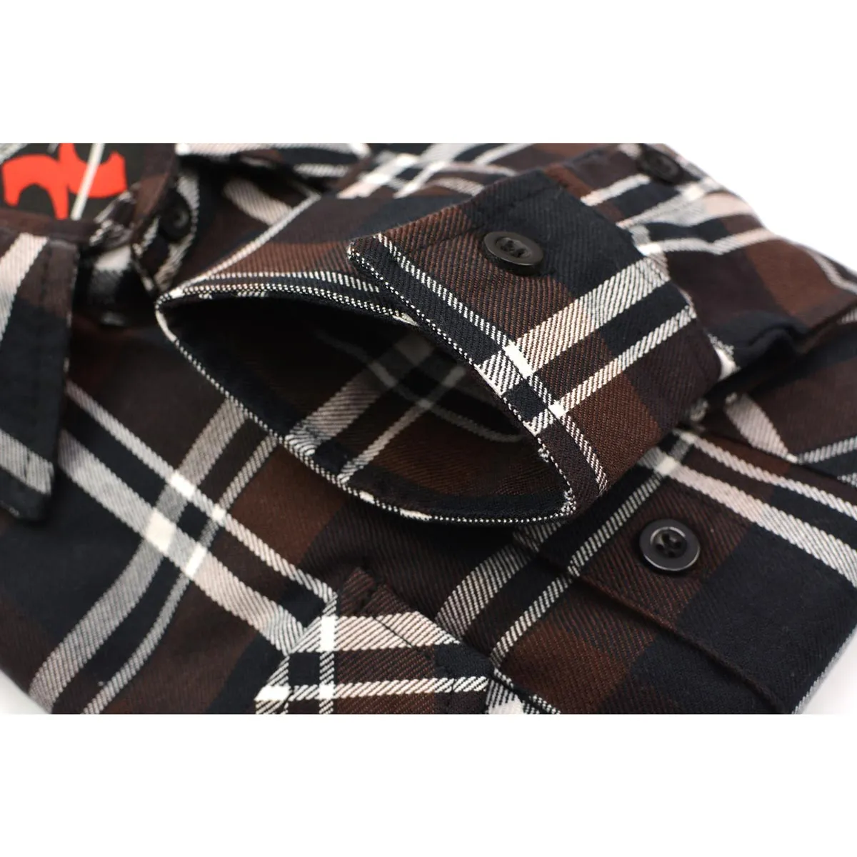 NexGen MNG11643 Men's Brown and Black with White Long Sleeve Cotton Flannel Shirt