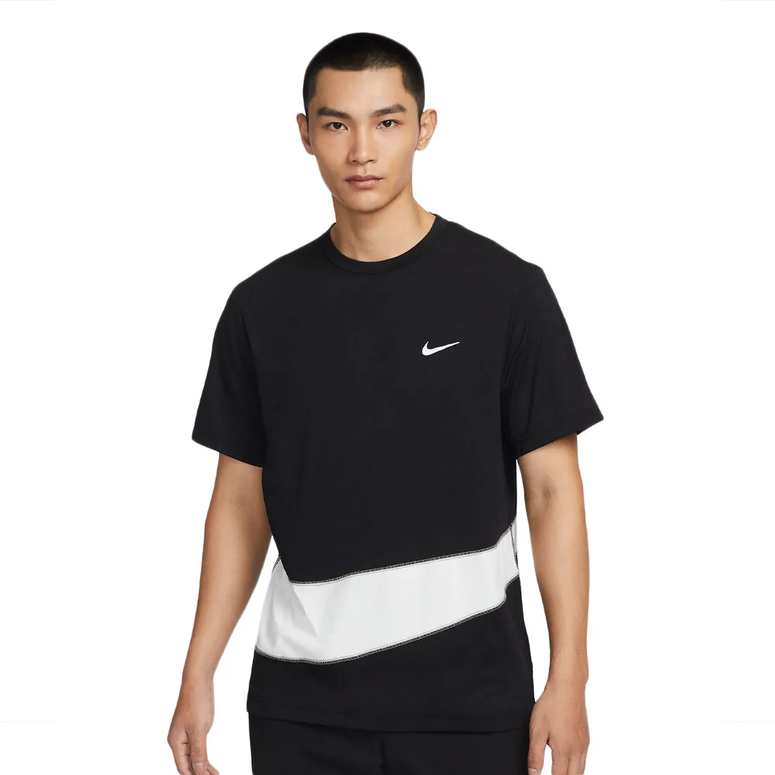 NIKE DRI-FIT UV HYVERSE MEN'S SHORT-SLEEVE FITNESS TOP BLACK