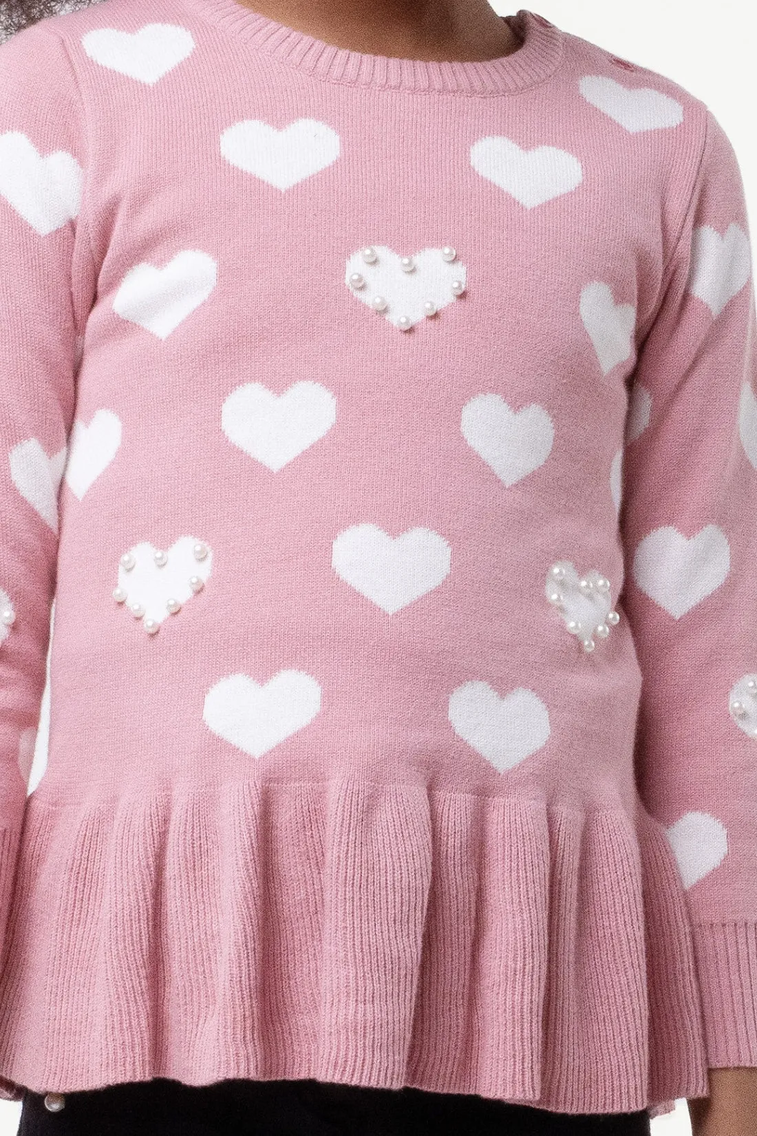 One Friday Pink  Heart Print Sweater