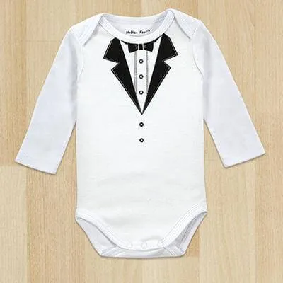 One-Pieces Baby Boy Gentleman Romper White Long Sleeve Baby bodysuit