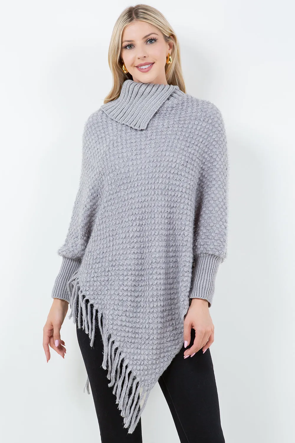 PA-4315 Cowl Neck Poncho with Sleeves