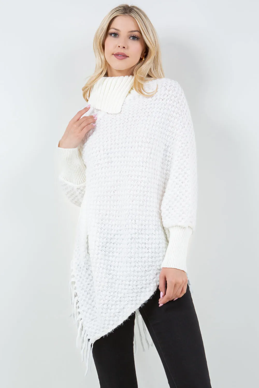 PA-4315 Cowl Neck Poncho with Sleeves