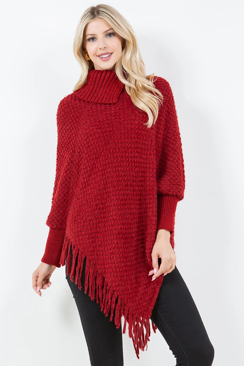 PA-4315 Cowl Neck Poncho with Sleeves