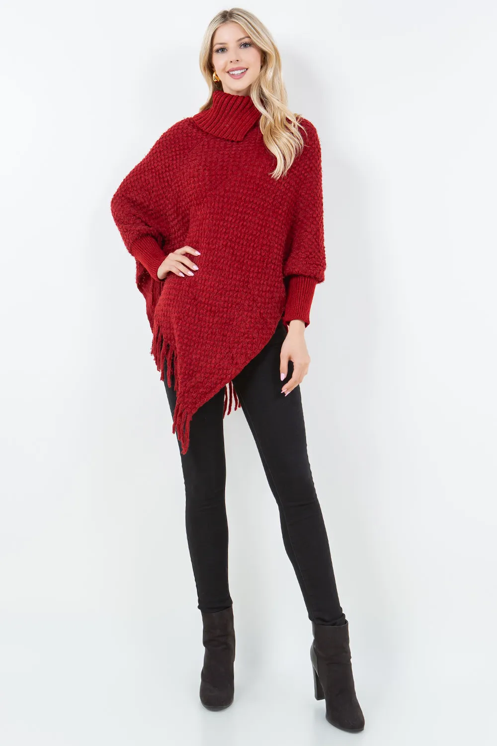 PA-4315 Cowl Neck Poncho with Sleeves