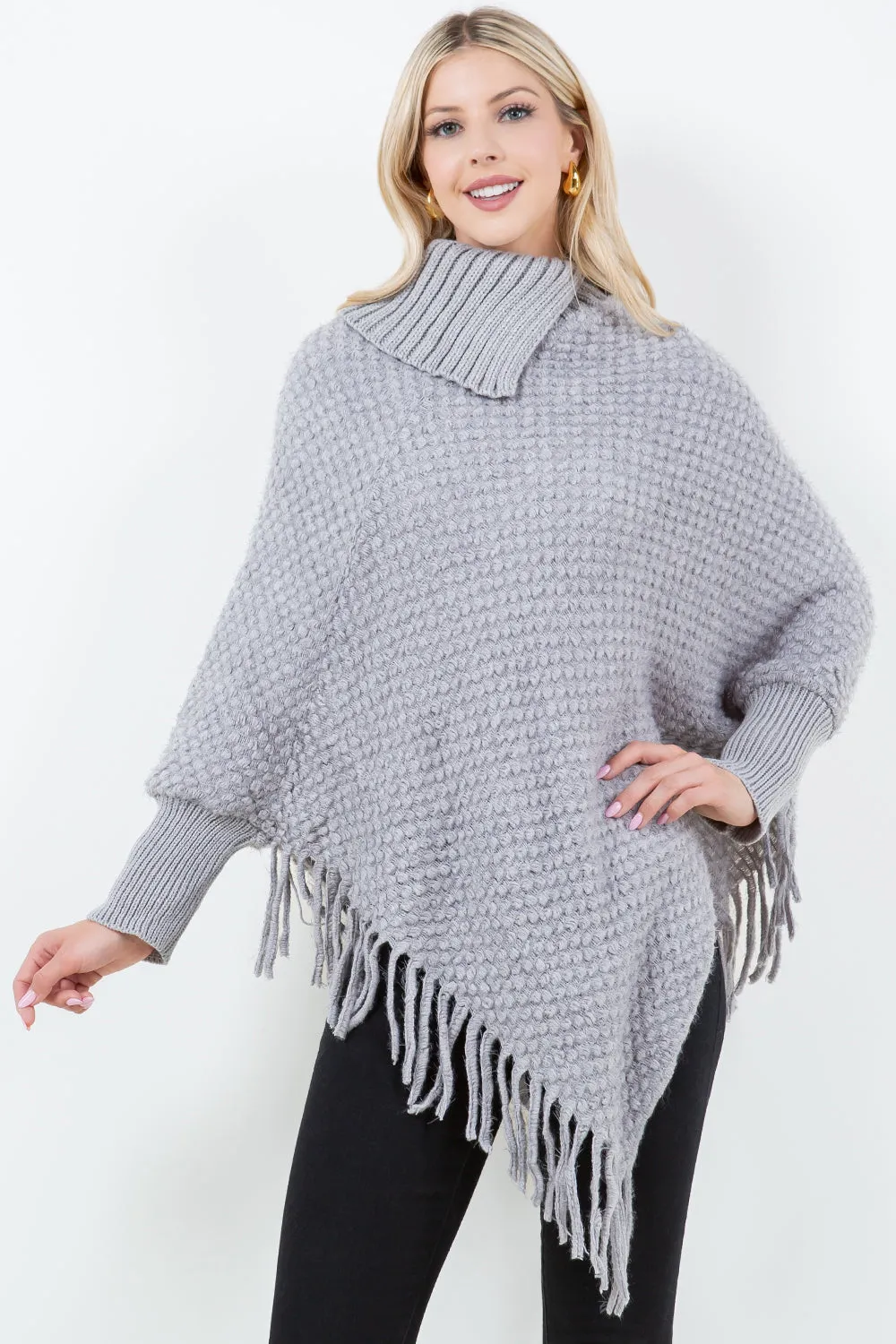 PA-4315 Cowl Neck Poncho with Sleeves