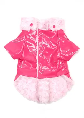 PINK RAINCOAT WITH ROSE SWIRL FLUFF INTERIOR