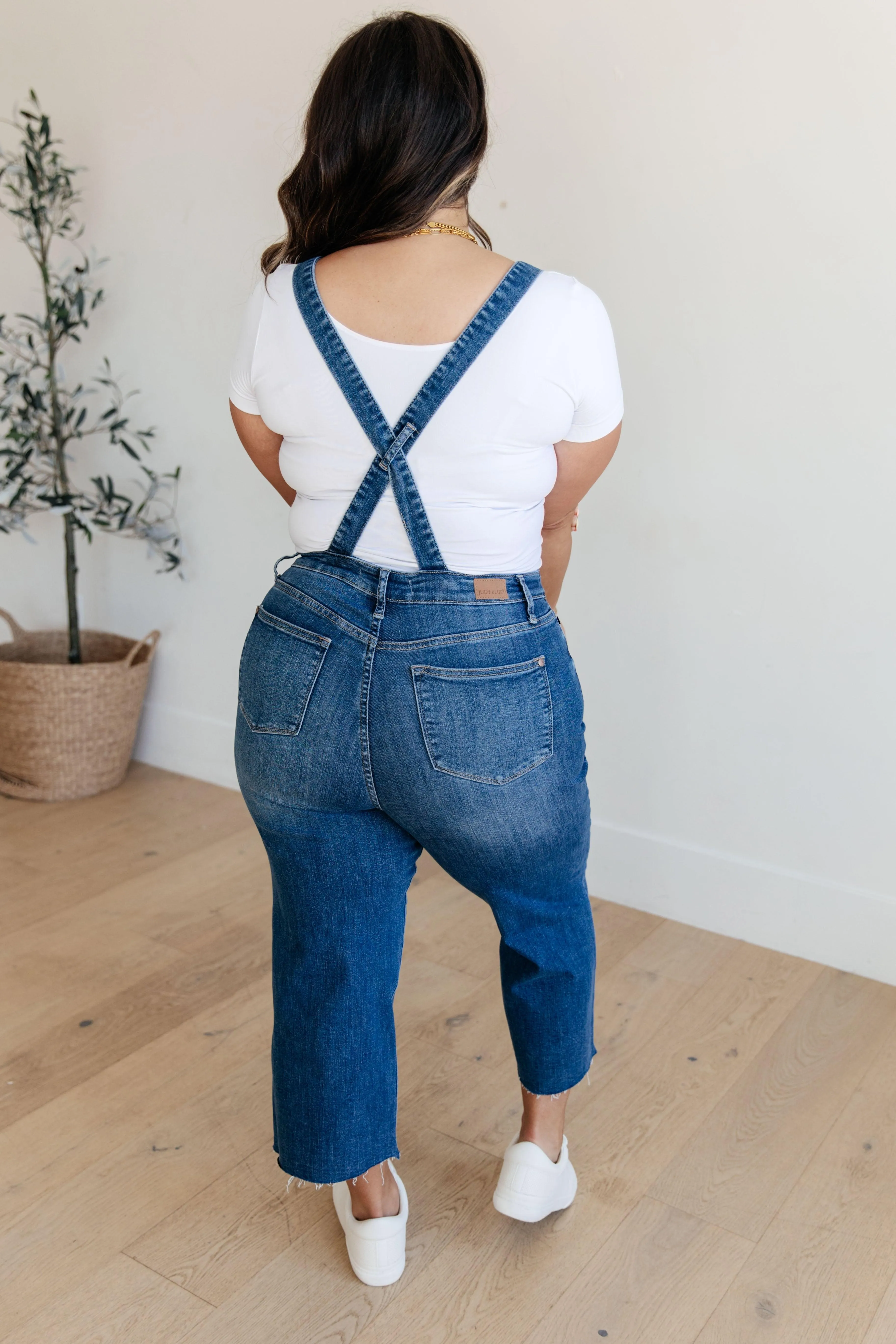 Plus High Rise Crop Wide Leg Denim Overalls