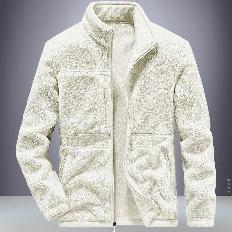 Polar Fleece Sports Jacket Men's Autumn And Winter Outdoor Plus Fluff Thickened Casual Top Clothes Fleece Sweater Plus Size Jacket