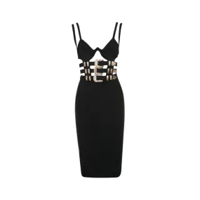 Pre Order:  Belt Hollow Out  Bandage Midi Dress