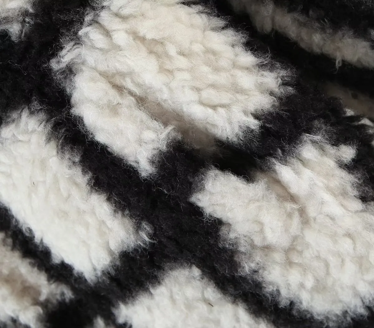 Pre Order:  Black and White Plaid Lamb Wool Coat