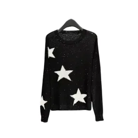 Pre Order:  Casual Stars Round Neck Knitted Sweater