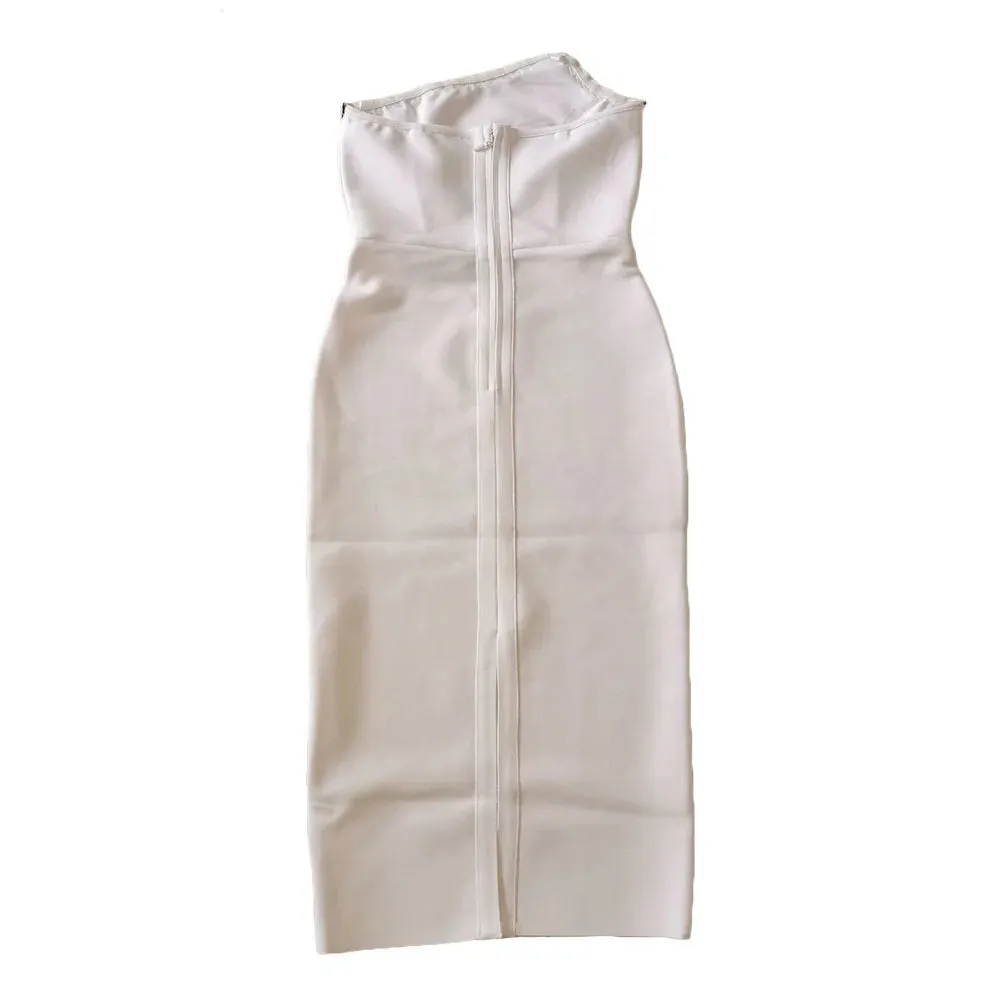 Pre Order:  Diamond Studded White Bandage Midi Dress