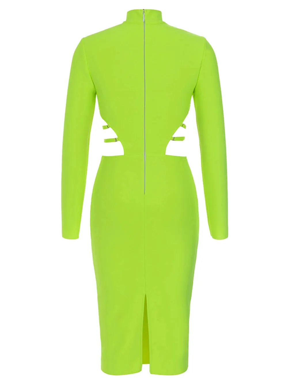 Pre Order:  Green Hollow-Out Slim-Fit Midi Dress