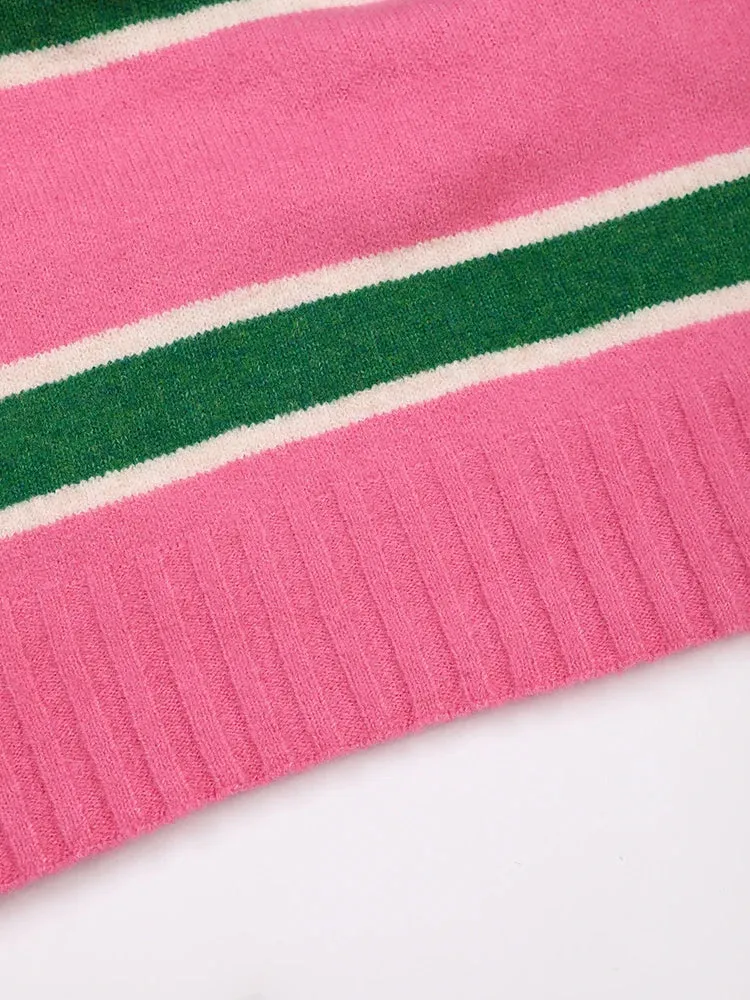 Pre Order:  Pink Striped Big Knitted Sweater