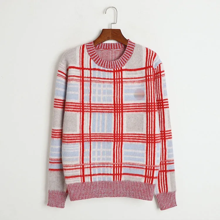 Pre Order:  Plaid Mohair Knitted Sweater