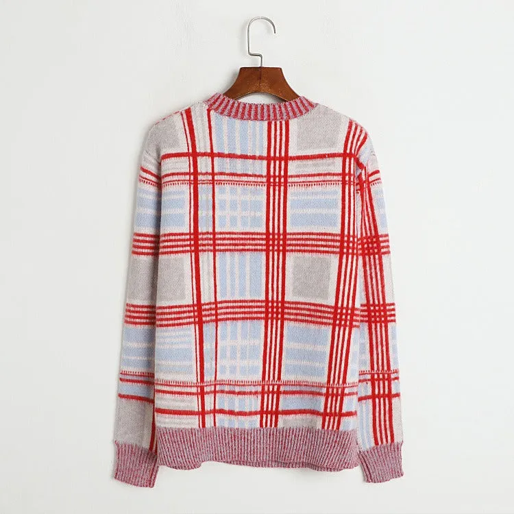 Pre Order:  Plaid Mohair Knitted Sweater