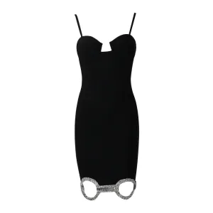 Pre Order:  Rhinestone Hollow Bandage Dress