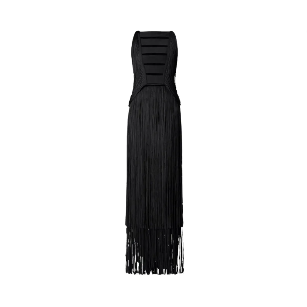 Pre Order:  Sleeveless Tassel Bandage Maxi Dress