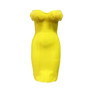 Pre Order:  Strapless 3D Mesh Flower Bodycon Dress