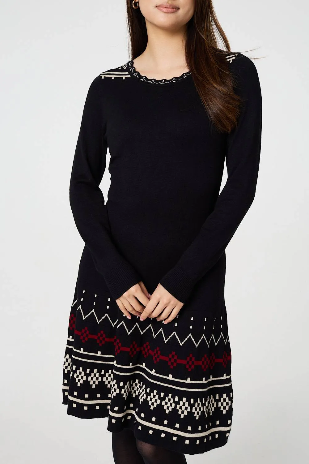 Printed Removable Roll Neck Jumper Dress