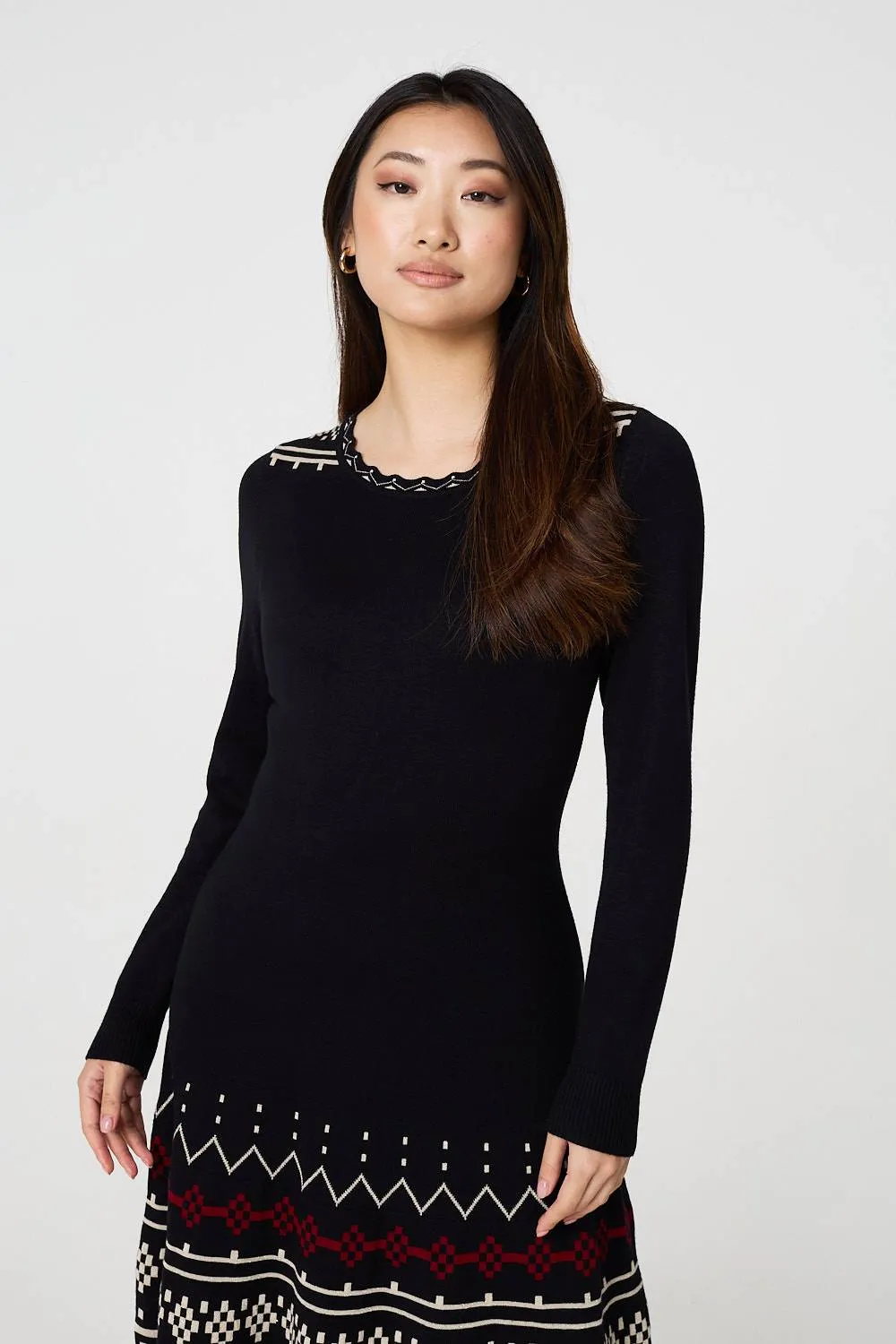 Printed Removable Roll Neck Jumper Dress