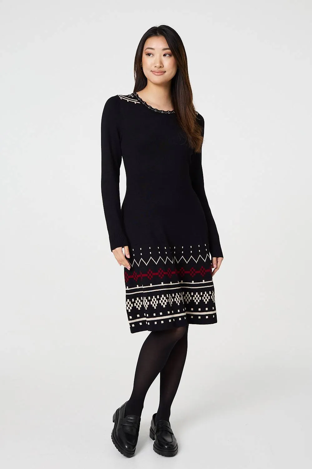 Printed Removable Roll Neck Jumper Dress