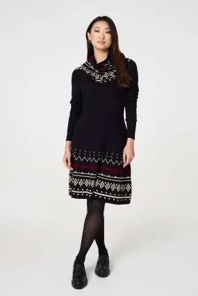 Printed Removable Roll Neck Jumper Dress