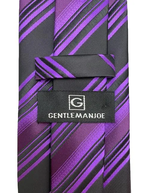 Purple & Black Striped Extra Long Tie