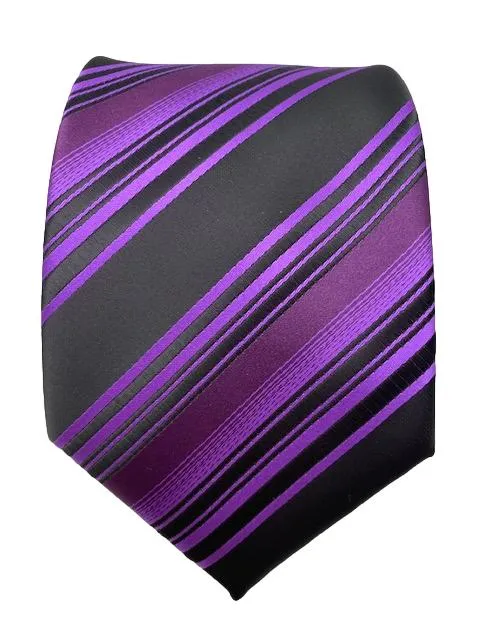 Purple and Black Striped Tie