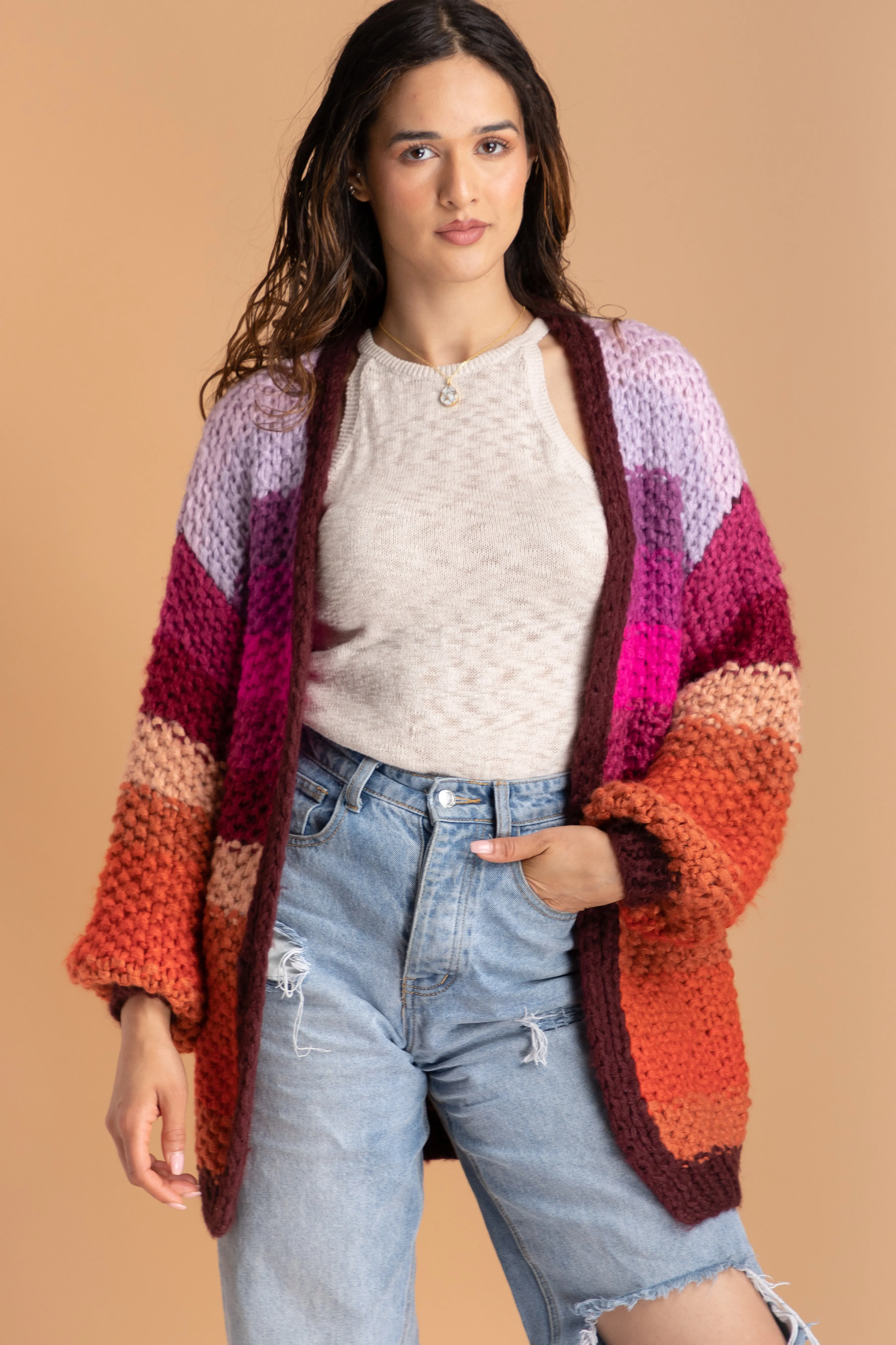 Rainbow Knitted Cardigan